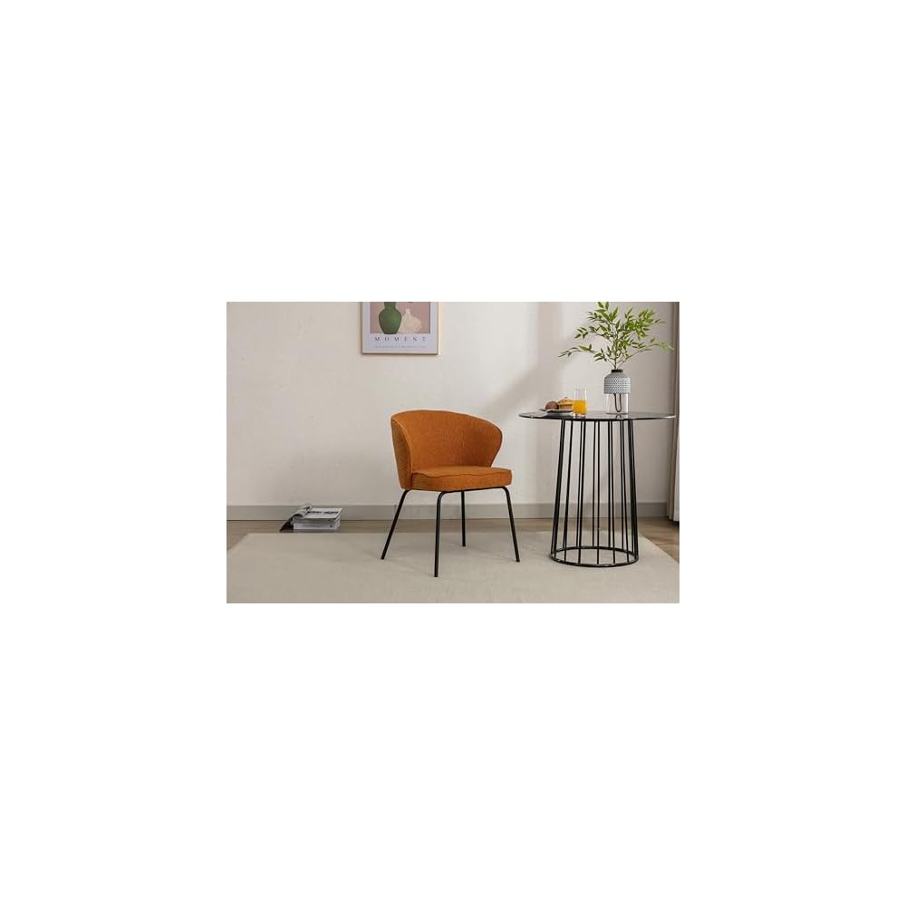 Leather Upholstered Chair,Luxury Velvet Swivel Chair with Metal Legs for Living Room Bedroom (Orange)