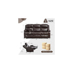 Reclining Sofa - 3 Seater Manual Recliner with Massage and Heat, Cup Holders, Loveseat Recliner Couch for Living Room(Brown)