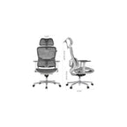 Hbada E2 Ergonomic Office Chair, Big and Tall Mesh Office Chair with 6-Way Dynamic Lumbar Support, 3D Adjustable Armrests, 3D Adjustable Headrest, High Back for Gaming Chair, White(No Footrest)