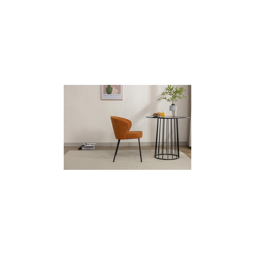 Leather Upholstered Chair,Luxury Velvet Swivel Chair with Metal Legs for Living Room Bedroom (Orange)