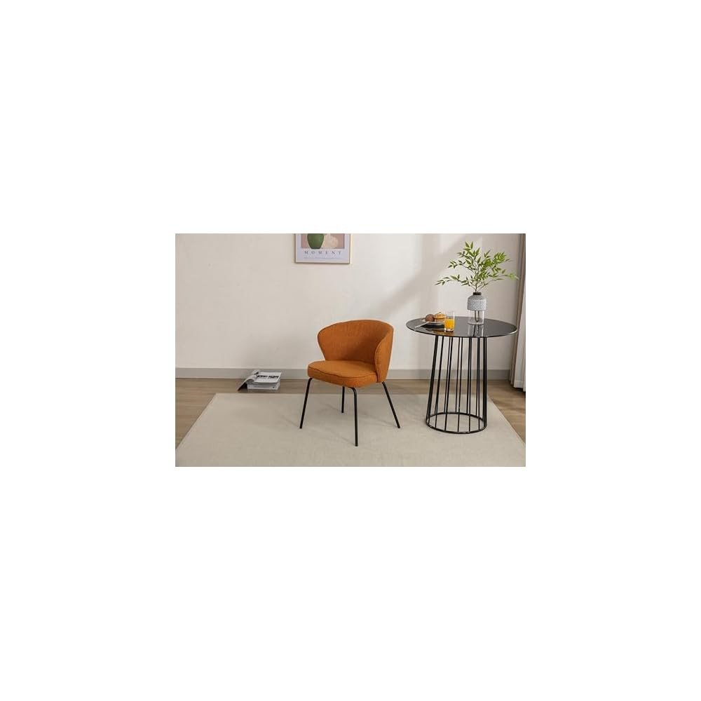 Leather Upholstered Chair,Luxury Velvet Swivel Chair with Metal Legs for Living Room Bedroom (Orange)