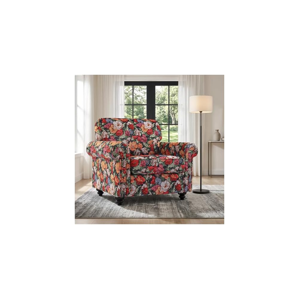 Folral Accent Chairs Set of 2, Comfy Reading Armchair, Sand