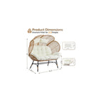 VINGLI Double Outdoor Egg Chair, Petal Wicker Chair with Cushions (Yellow)
