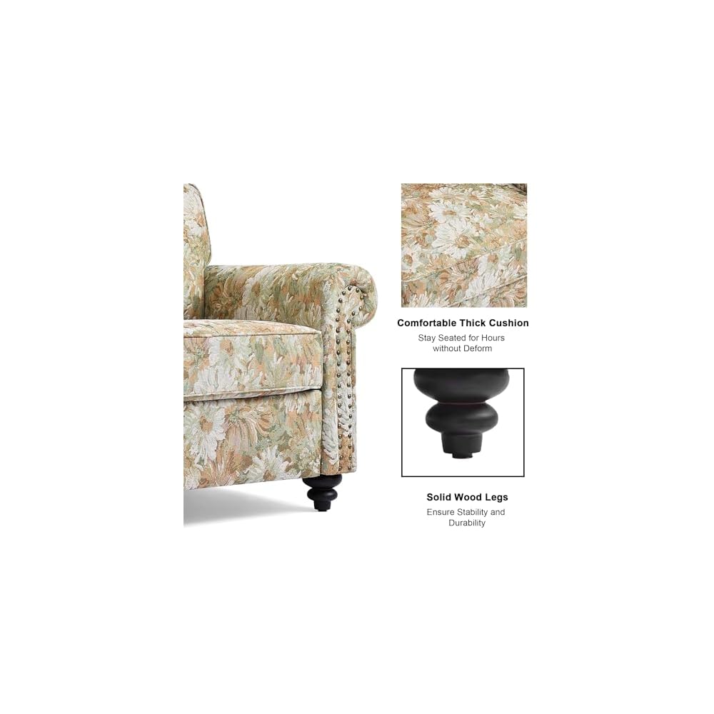 Folral Accent Chairs Set of 2, Comfy Reading Armchair, Sand