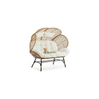 VINGLI Double Outdoor Egg Chair, Petal Wicker Chair with Cushions (Yellow)