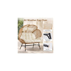 VINGLI Double Outdoor Egg Chair, Petal Wicker Chair with Cushions (Yellow)