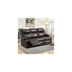 Reclining Sofa - 3 Seater Manual Recliner with Massage and Heat, Cup Holders, Loveseat Recliner Couch for Living Room(Brown)