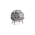 VINGLI Double Outdoor Egg Chair, Petal Wicker Chair with Cushions (Yellow)