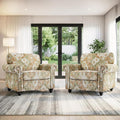 Folral Accent Chairs Set of 2, Comfy Reading Armchair, Sand